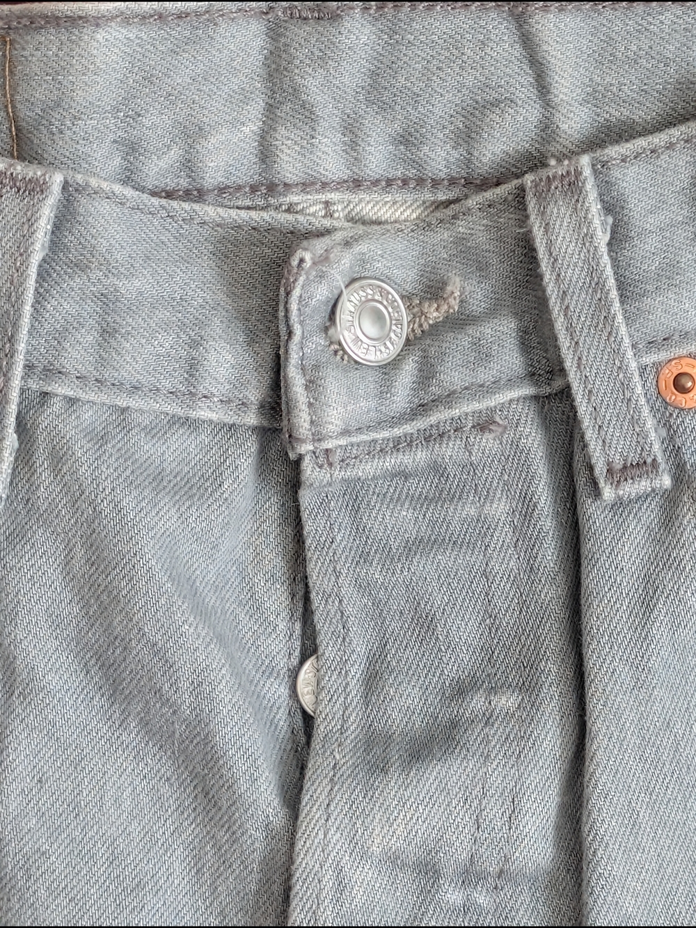 Levi Strauss & Co 501 Straight Fit Gray Loose Denim Jeans Pants Men's 30 x 30 - Picture 2 of 8